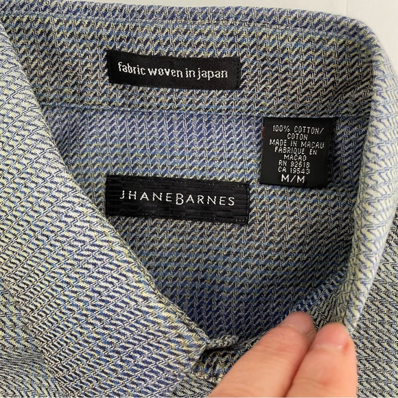Jhane Barnes Button Up Shirt Men’s M Fabric Woven in Japan Long Sleeve - Picture 3 of 9